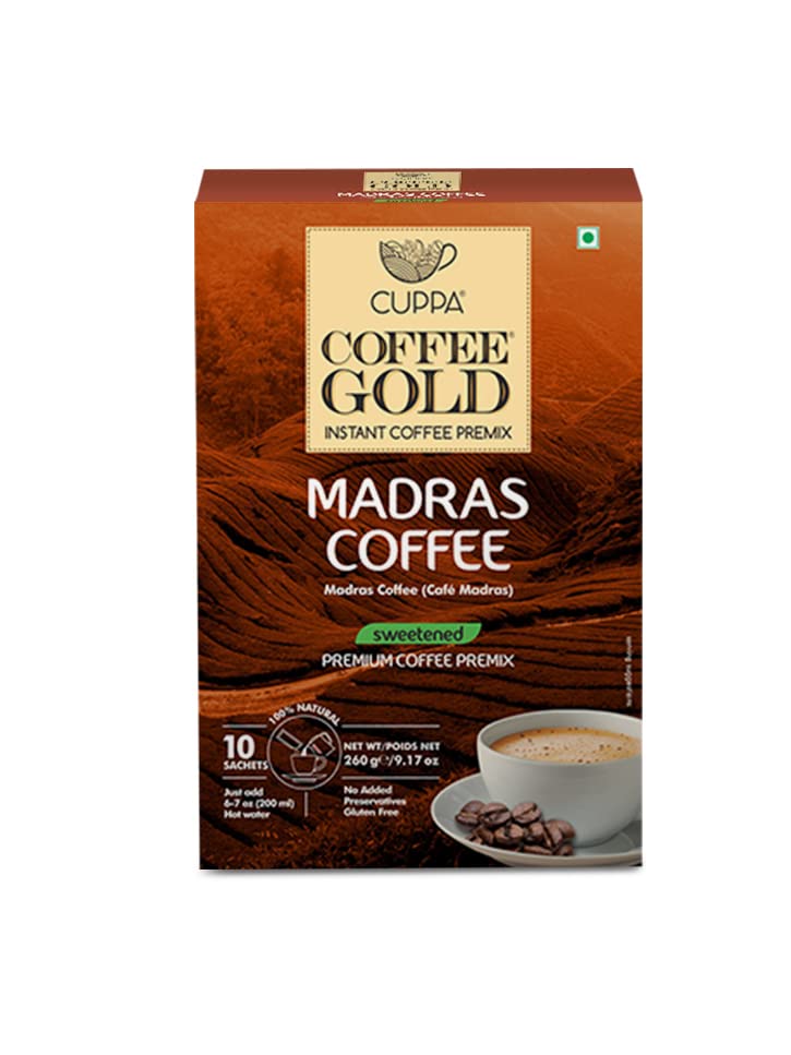 Cuppa Coffee Gold Madras Coffee | Sweetened Version | Pack of 1 (10 Count)