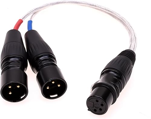 Miniatura 5 de Cable XLR - Adaptador de auriculares de audio equilibrado de 3 pines macho a hembra de 4 pines - Cable de protección chapado en plata transparente