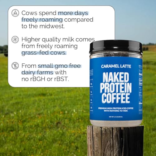 Image of NAKED Caramel Latte Protein Coffee - Premium Colombian Iced Coffee Protein Shake Drink, Delicious Keto Friendly and Gluten Free, 17 Servings