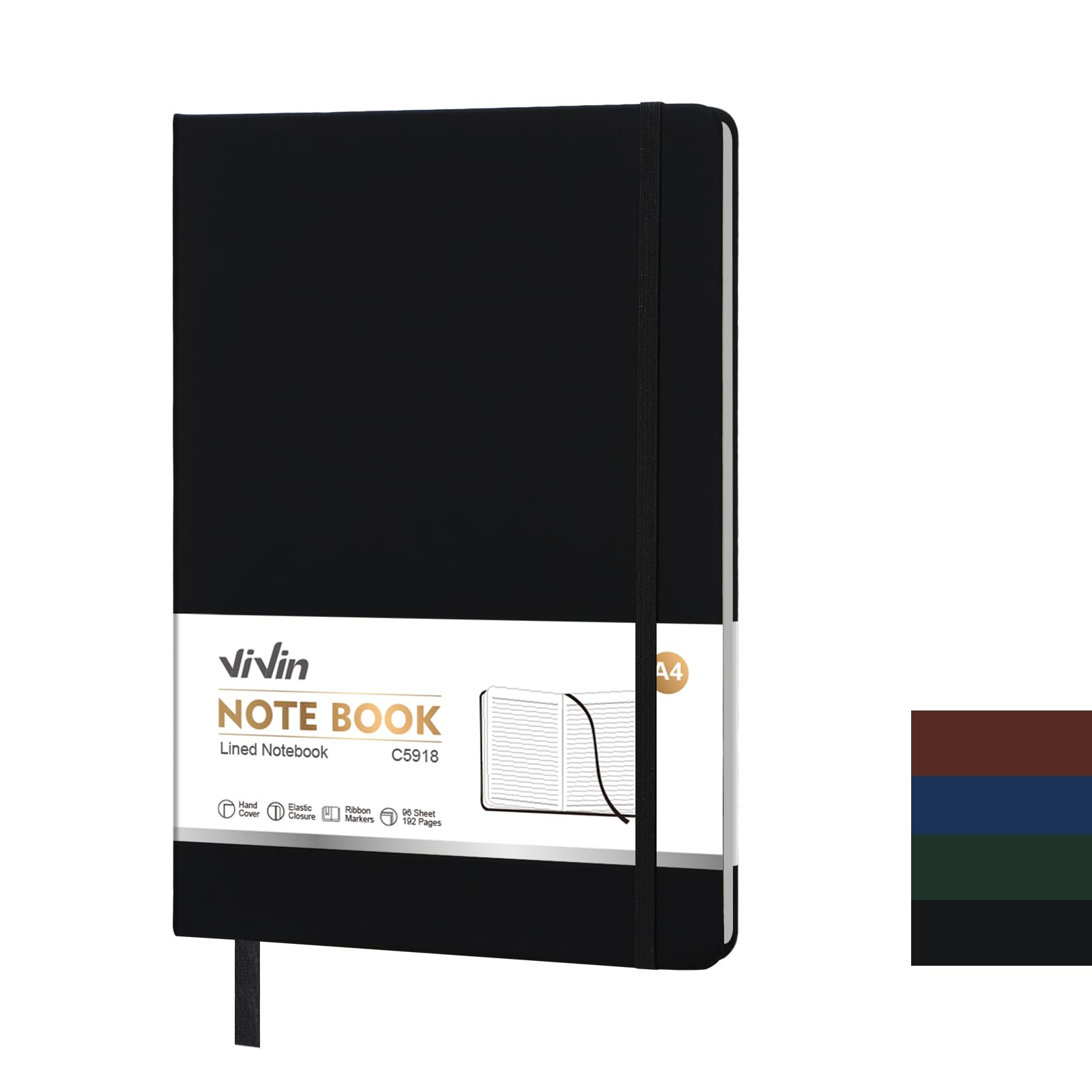 ViVin A4 College Ruled Notebook for Work, 8.5" x 11" Leather Hardcover Journal,192 Pages Professional Lined Notebook for Office & Business