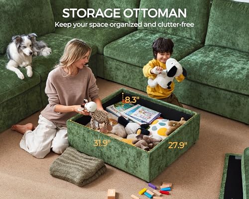 Image of 174.4'' Sofa Cup Holders with Storage Ottomans