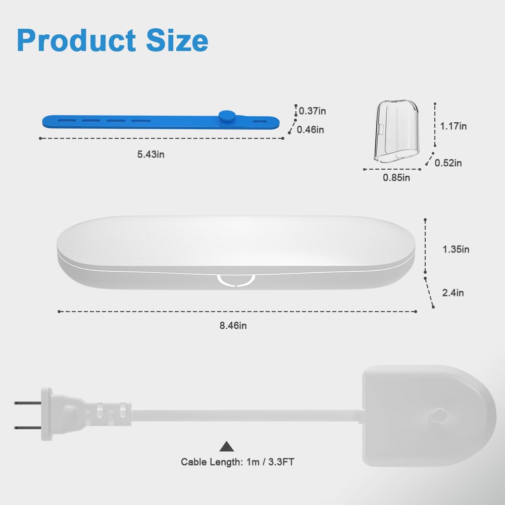 8-in-1 Ersatz-Ladestation (und Reiseetui, 4 x Zahnbürstenköpfe, staubdichte Abdeckung, 2 Silikon-Kabelbinder) für Philips Sonicare elektrische Zahnbürste HX6100/HX3000/HX6000/HX8000/HX9000 Serie
