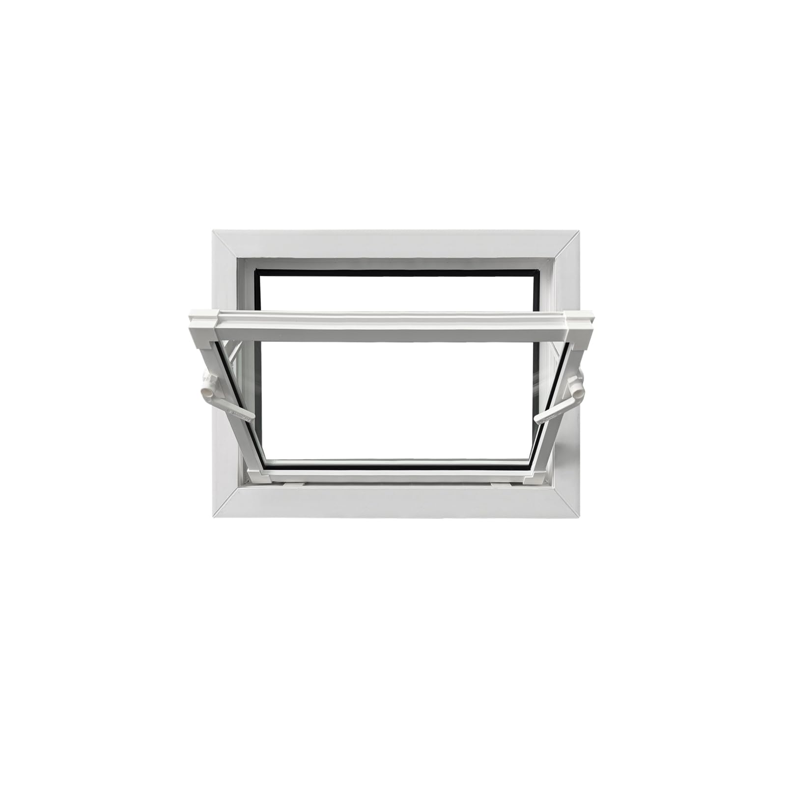 Finestra in PVC, a Ribalta e a Battente, Bianca, 60 x 40 cm (600 x 400 mm), Vetro Singolo – Finestra in PVC con funzione di ribalta e a battente, per ventilazione, scantinati