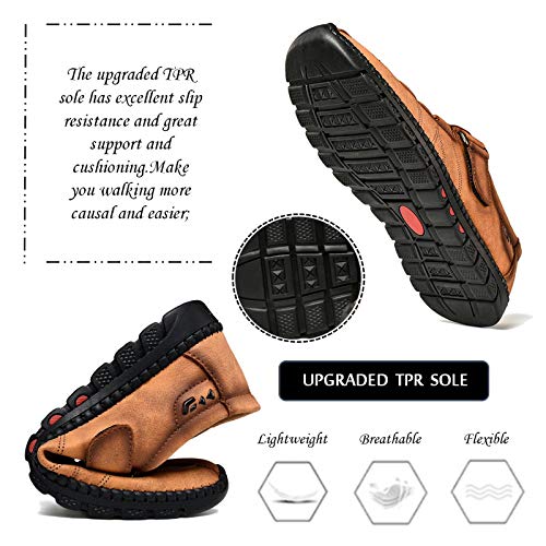 Moodeng Men`s Casual Leather Loafer Summer Outdoor Sandals Comfortable Boat Shoes Slip-on Driving Loafers4