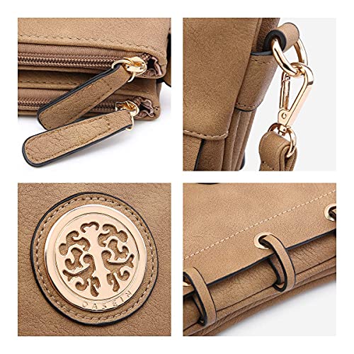 Dasein Women Lightweight Shoulder Purse Soft PU Leather Crossbody Bag Multi Pocket Travel Purses with Double Zipper4