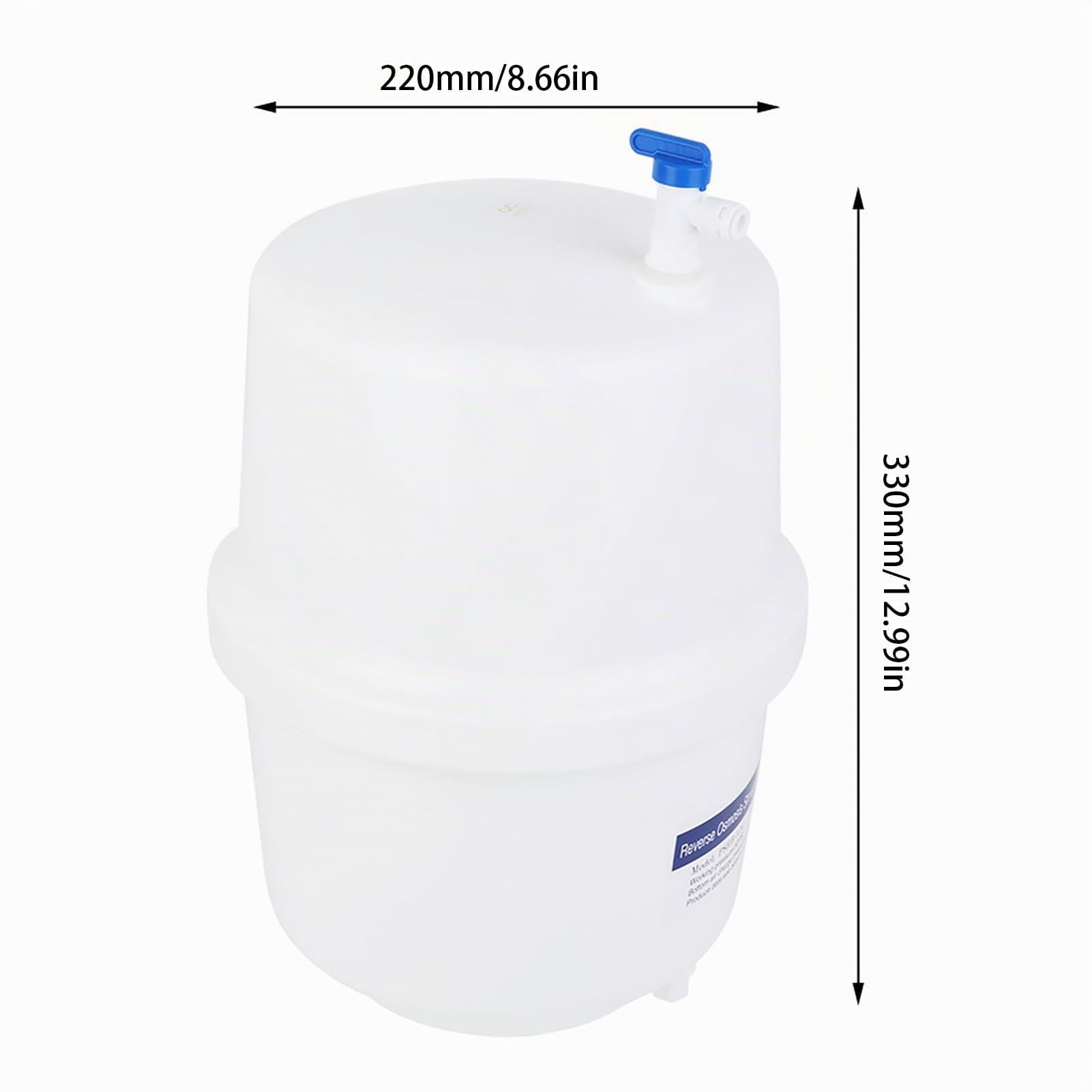 Tanque de Almacenamiento de Agua Presurizada para Sistemas RO de 3,2 Galones, Antienvejecimiento, Purificación de Agua por ósmosis Inversa con Válvula de Bola