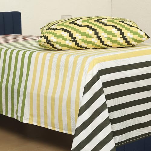 Image of United Colors of Benetton Single Bedsheet Set | 100% Cotton 210 TC Single Bed Sheet with 1 Pillow Cover | Soft, Skin-Friendly & Fade-Resistant Safari Collection
