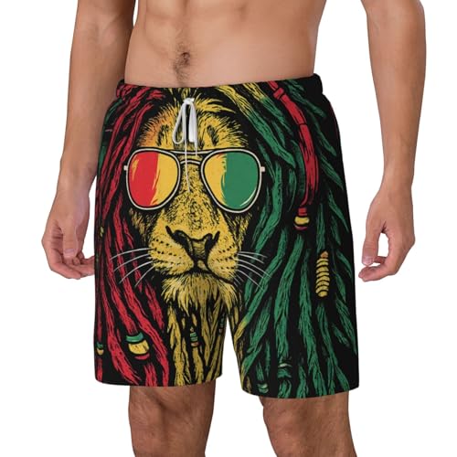 Bañador de hombre con estampado de león y gafas transpirable para playa 2