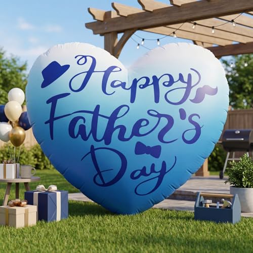 6.5FT Inflatable Happy Fathers Day Decorations Mothers Day Inflatable Double Side Decorations Giant Hearts Built-in LED Lighted Blow Up Decoration Home Yard Outdoor Indoor Decor