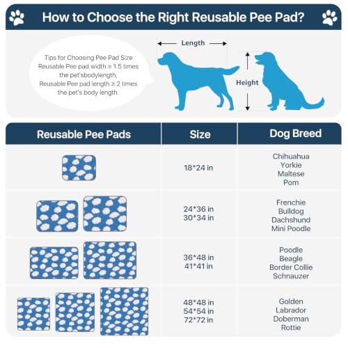 Image of LOOBANI 4 Pack Washable Pee Pads for Dogs, Floor, 30 inchx34 inch,Blue | Fast Absorbent Reusable Dog Mat, Non-Slip & Waterproof Pet Whelping Pads For Puppy Playpen, Whelping Box, Potty Training