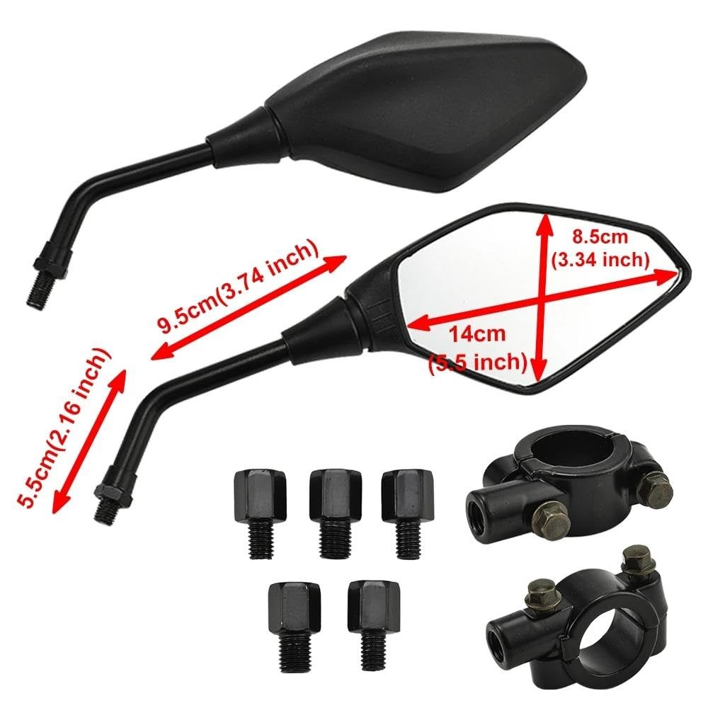 Accesorios Motocicleta 1 Par De Espejos Laterales para Motocicleta Espejos Retrovisores Accesorios para Motocicleta Piezas Universales para Patinete Eléctrico Espejo del Extremo Manillar Moto