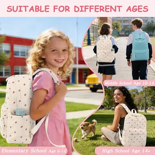 Bluboon Corduroy Laptop Bookbag for Girls