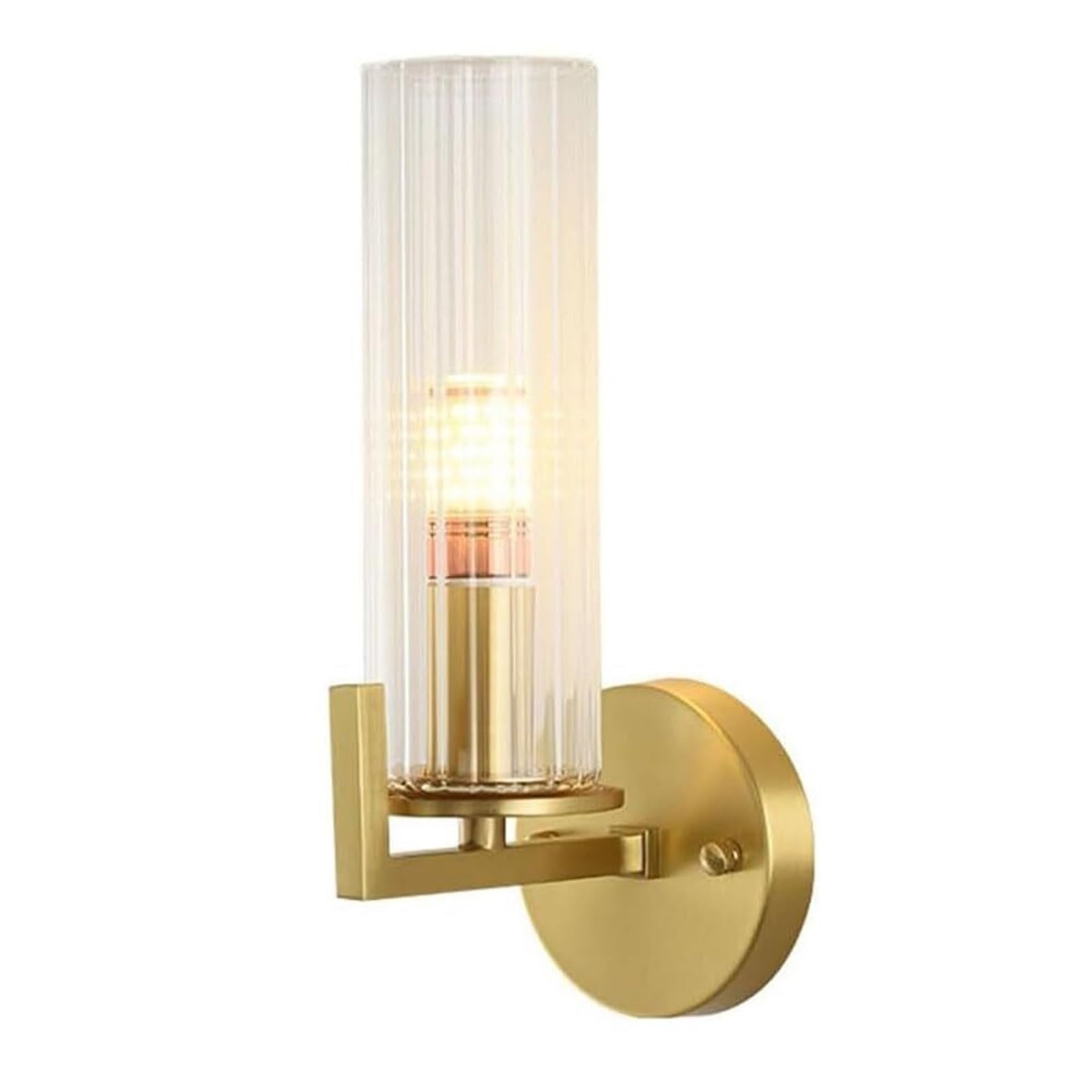 HPTHLY Brass Indoor Wall Lamp With E14 Base, Gold Wall Sconces, Simple Water Rippled Glass Shades Wall Lighting Fixtures For Porch Bedroom Living Room Aisle Wall Lamp