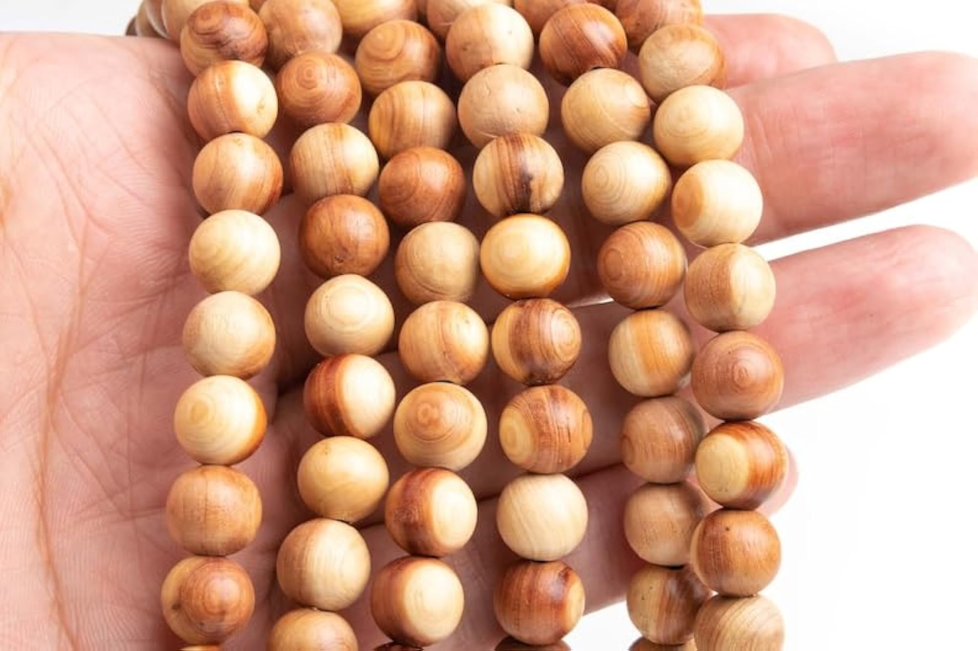 Natural Cedar Wood Beaded Prayer Mala Necklace