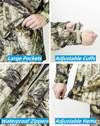 Image of Rain Suit, Rain Gear for Men Waterproof, Camo Rain Jacket, Lightweight Rain Coat