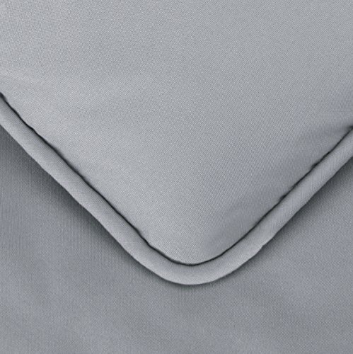 Image of Amazon Basics Soft, Lightweight King Size Comforter Set, All-Season Down-Alternative 3-Piece Bedding Set, Pinch Pleat Design with Piped Edges, Dark Grey