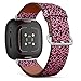 CJBROES Replacement Leather Watch Band, Compatible with Fitbit Versa 3 and Fitbit Sense of Wristband Bracelet Accessory - Pink Leopard