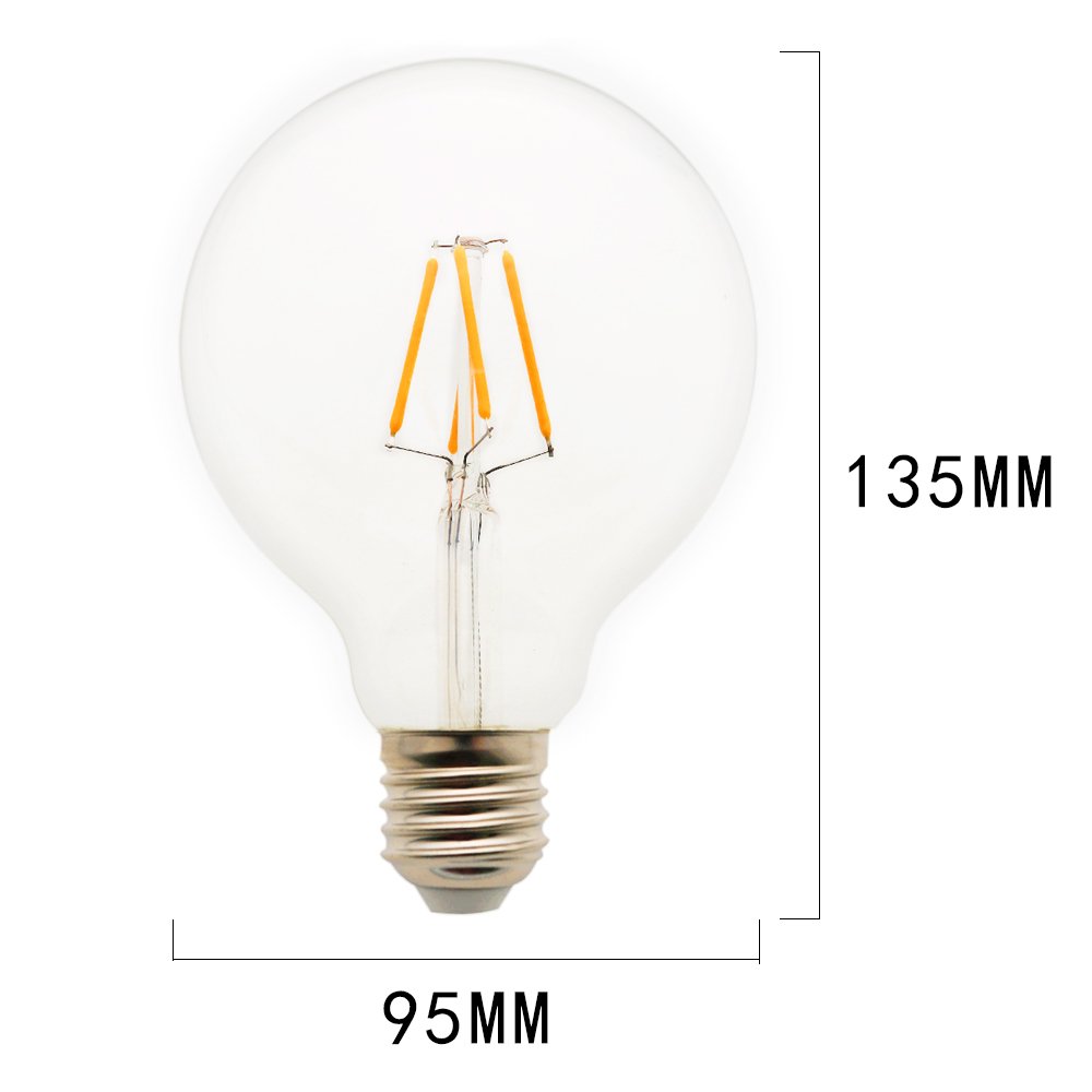Opakowanie 10 szt. , żarówka LED Edisona G95 kulista żarówka winna 4 W oświetla lampę (E27, AC 220 V, 360 lm) ciepła biel 2200 K ściemniana
