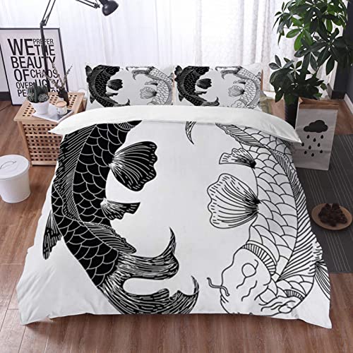 LLXXHH Koi-Fisch Bettwäsche - 2-teilig, Mikrofaser, Weich & Pflegeleicht