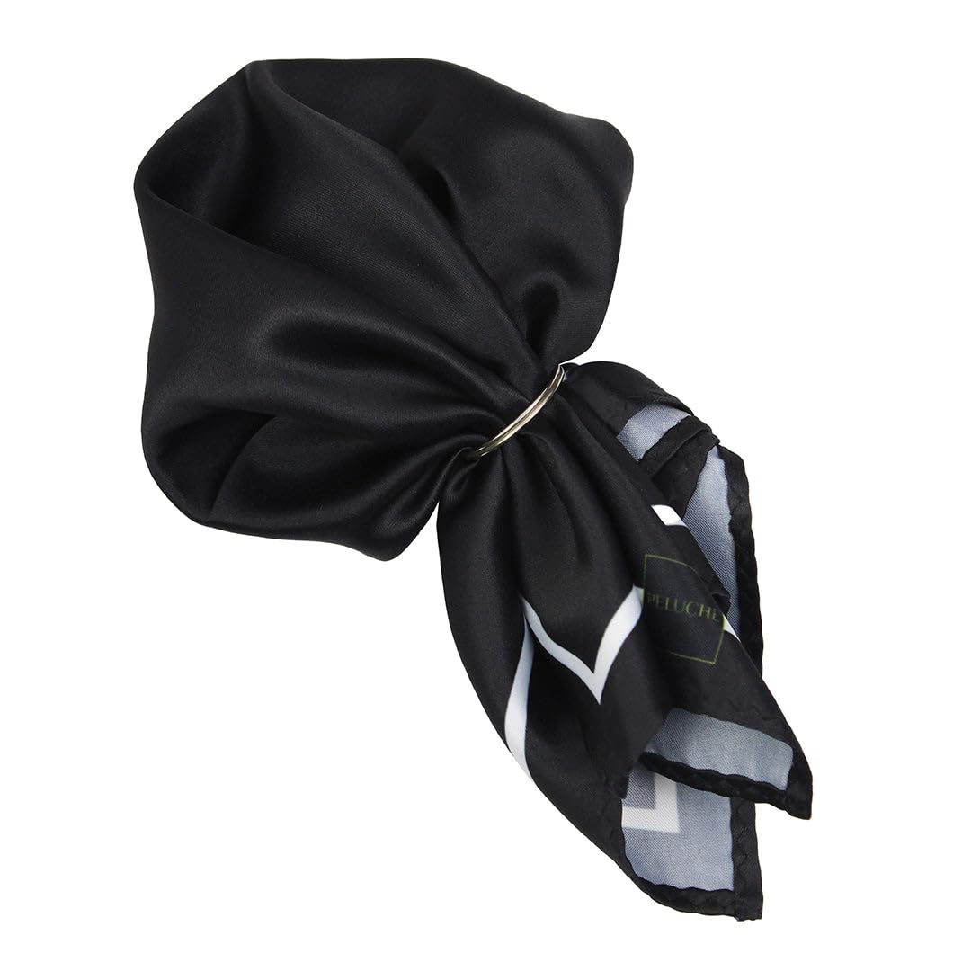 Classic Hue Black Pocket Square for Men (14X14 inches)