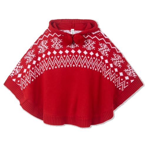 BOBOYOYO Cape for Girls Hooded Cable Knit Poncho...