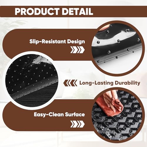 Image of 46 inch x 72 inch Office Chair Mat for Low-Pile Carpet, 2.2 mm Thick Clear Desk Chair Mat with Non-Slip Grips, Large Floor Protector for Low, Flat Carpeted Floors (Black)