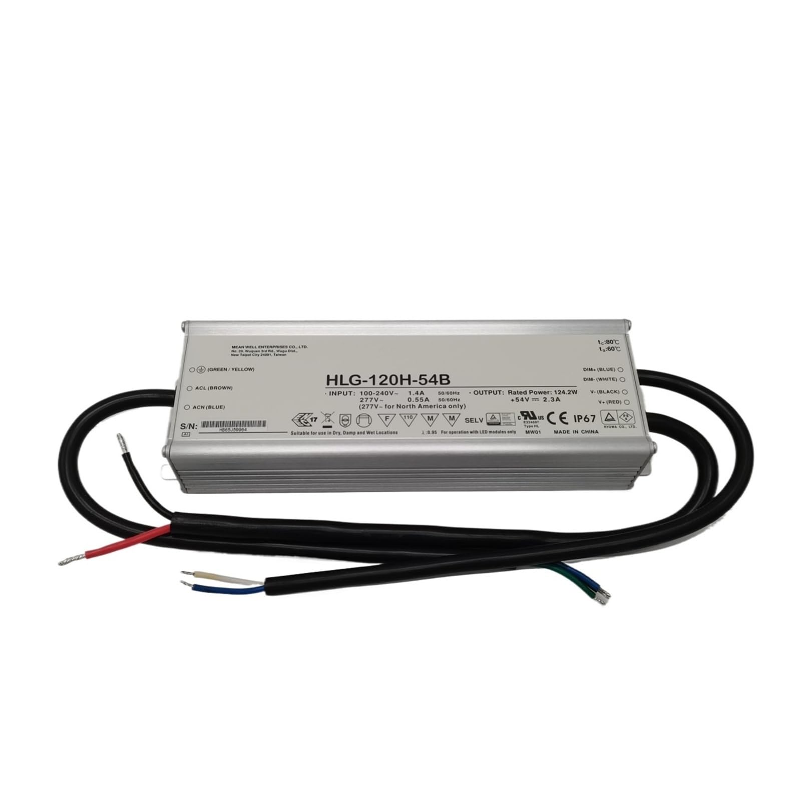 Ph75XUgwK 15 yrs HLG-120H-54B 120W 54V Constant Voltage Constant Current LED Driver IP67