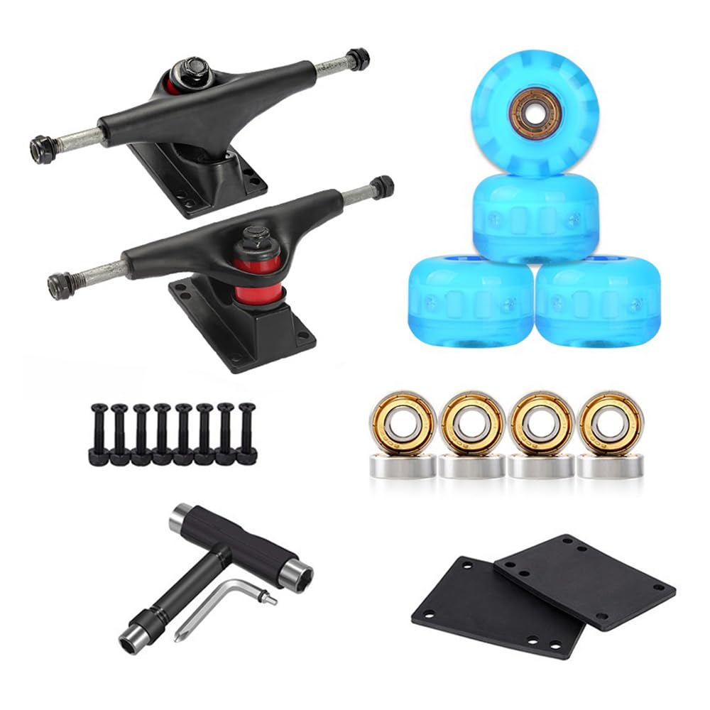 Lot de 4 Roues Et Roulements de Skateboard 54 mm 90A pour Débutants Trucks de Skateboard Roues de Street Kit de 4