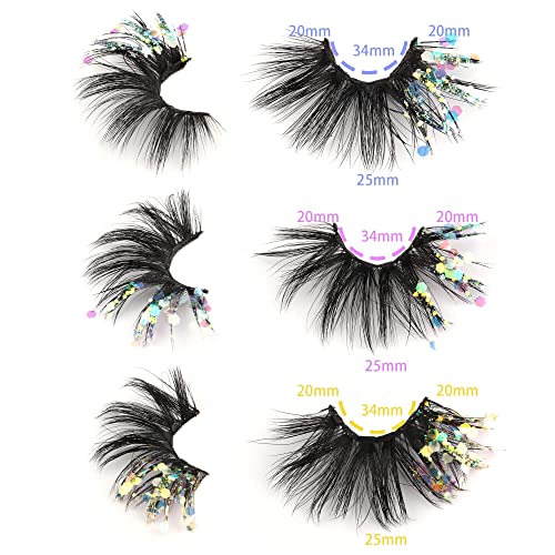 False Eyelashes Dramatic Glitter Lashes Fluffy Drag Queen Mermaid Makeup Diy Lashes Decorative Eyelashes 3 Different Style Fanxiton Fake Eyelashes Multipack #TOP4