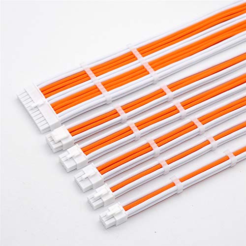 Câbles d'extension PET 30cm blanc et orange Angitu pour alimentation PC ATX PCI-E