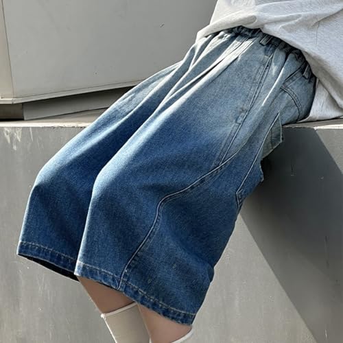Boys Knee Length Jean Shorts Cute Gradient Denim Pants Elastic Waist Baggy Jeans Y2K Streetwear Teens Summer Clothes2
