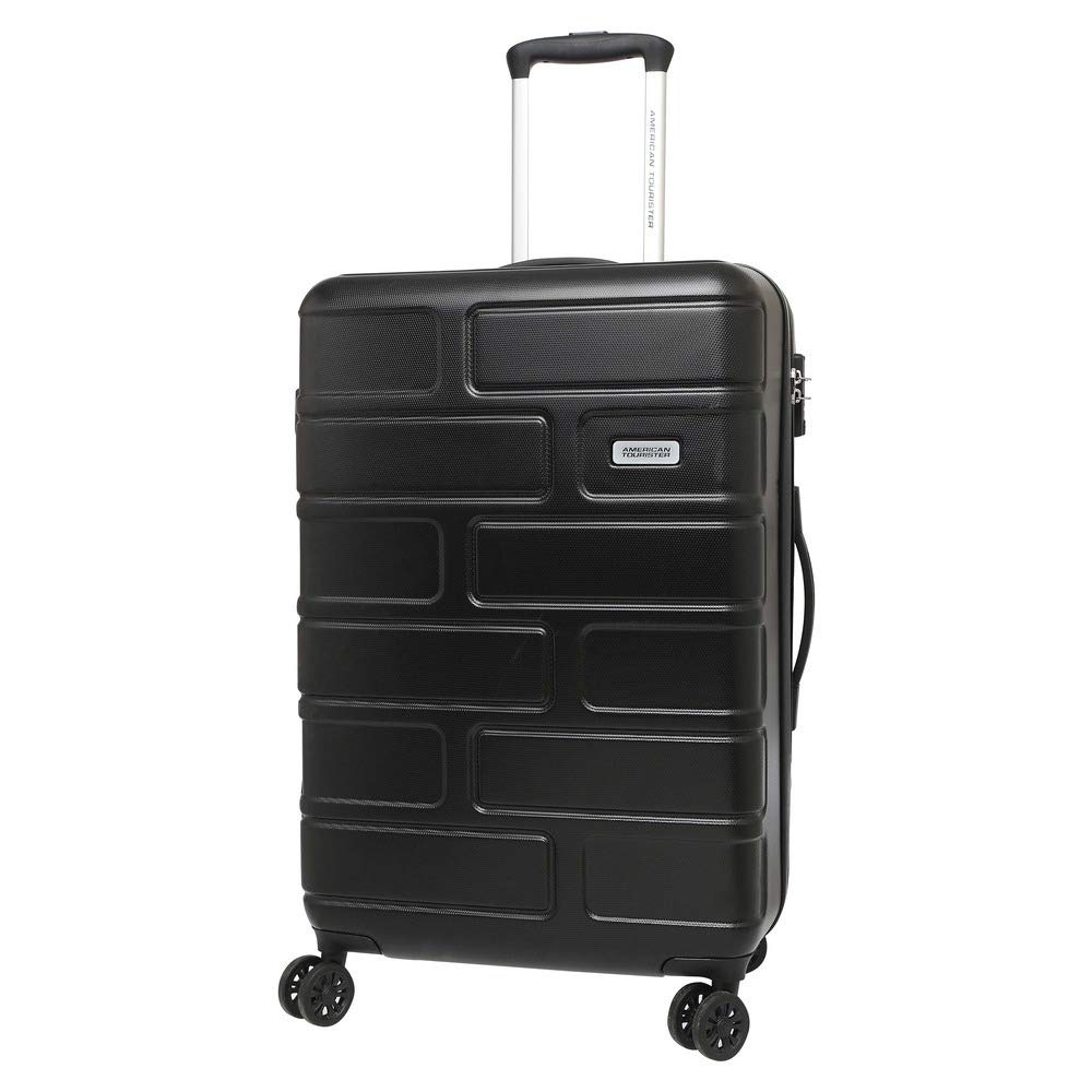 Bricklane Suitcase, Check-In Size, 4 Spinner Wheels, Hard Top, Polycarbonate, Lightweight|Scratch & Impact Resistance|TSA Lock|Inner Mesh Zippered Pocket - 3 Years International Warranty Jet Black 80