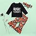 Hnyenmcko Baby Girl Halloween Clothes Set Long Sleeve Letter Tops Pumpkin Bell-Bottoms Pants with Headband 3Pcs Fall Outfits (Black, 2-3T)