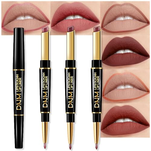 Image of evpct 3Pcs Matte Lip Liner and Lipstick Combo Set Kit for Women, Magic Lipstick 24 Hours Original Lip Liner Makeup Stain Gloss Plumper Long Lasting Waterproof and Smudge Proof labial,31#32#33