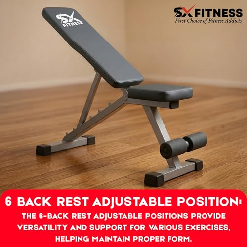 Image of Adjustable Gym Bench with 6-Level Backrest, Adjustable Front Seat, Ergonomic Curved Cushion, Supportive Front Leg & Heavy-Duty Steel Legs for Home Gym Workouts
