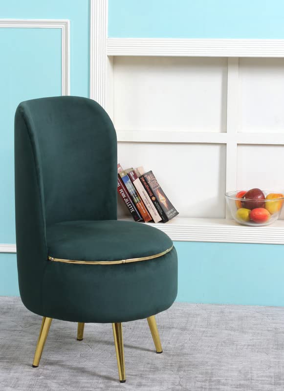 Image of Ottoman Stool for Living Room, Velvet Foot Rest Puffy for Sofa, Foot Stool for Sitting, Modern Puffy Chair for Bedroom, Metal Legs Ottoman for Home Decor, 32 inch Height (Chair-Green)