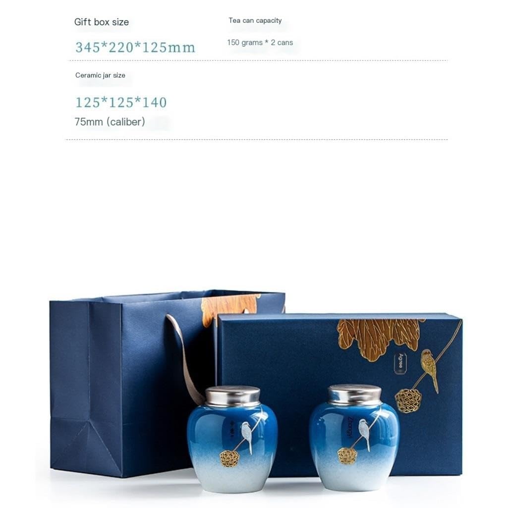 Ceramiczny pojemnik na herbatę Luźny pojemnik do przechowywania herbaty Ceramiczna kuchnia uszczelniony dzbanek chiński retro zestaw do herbaty podwójny słoik zestaw pudełek na prezent herbata(A)