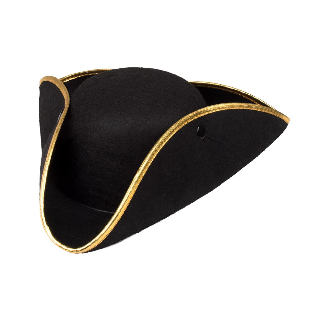 Boland Admiral Henry Pirate Hat Fancy Dress Accessory – Adult Tricorn Hat with Gold Trim – Ideal for Pirate Costumes, Carnival, Theme Parties & Events