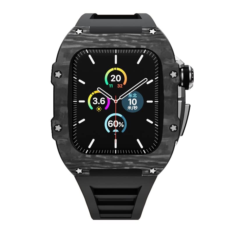 Kit de modification carbone Apple Watch 45mm avec lunette métal de luxe
