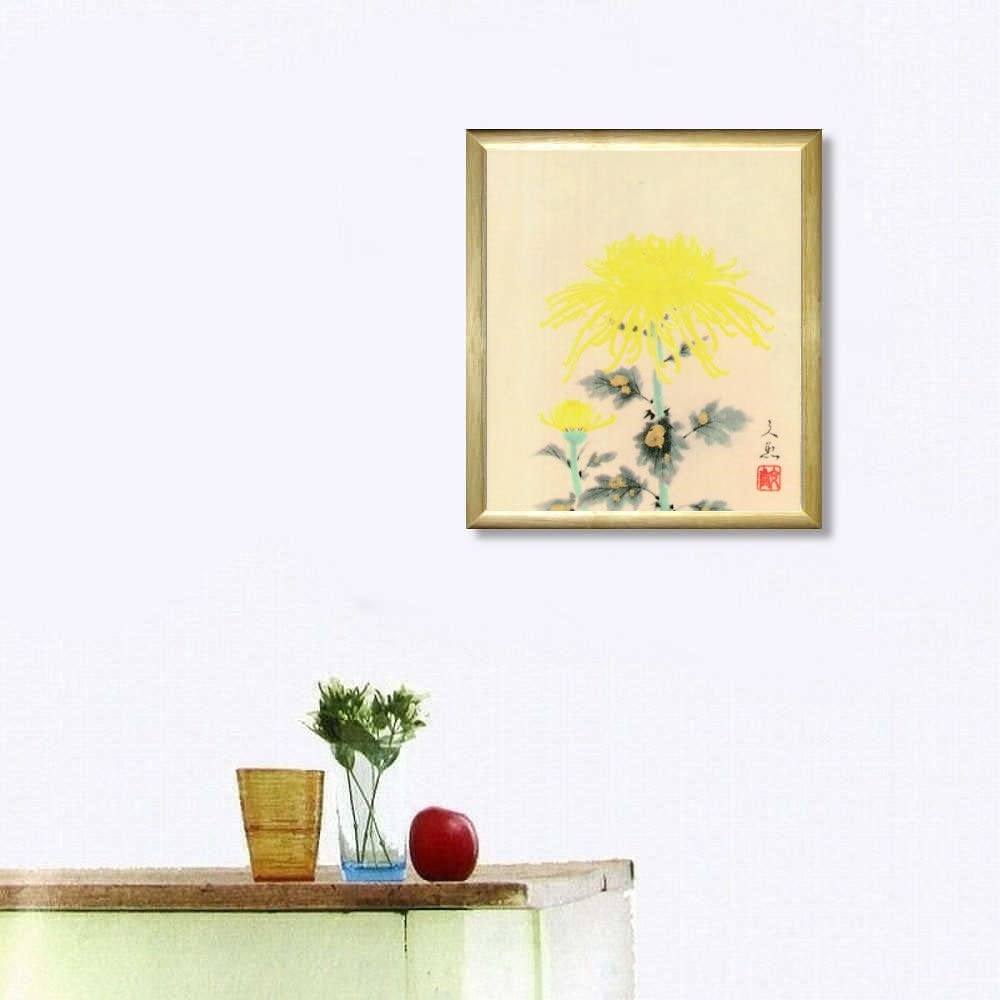 Amazon.co.jp: 中谷文魚 菊 色紙 ナチュラル 日本画 静物画 きく 花鳥