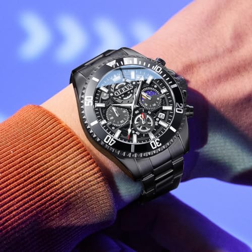 Image of OLEVS Watch for Men Original Branded Premium Mens Analog Quartz Watches Chronograph Stainless Steel 3ATM Waterproof Wrist Watch for Man