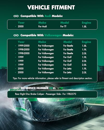 Image of SCITOO Rear Right Brake Caliper With Bracket 19B2570 Compatible For Audi 1999-2006 For Volkswagen 2000-2010