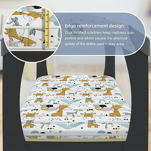 Image of 3 inch Mini Mattress, 38 inch Lx26 W Size Mattress, No Gaps Edge Reinforcement High Density Foam, Odorless and Steady, Certipur-us and Oeko -tex Certified, Giraffe