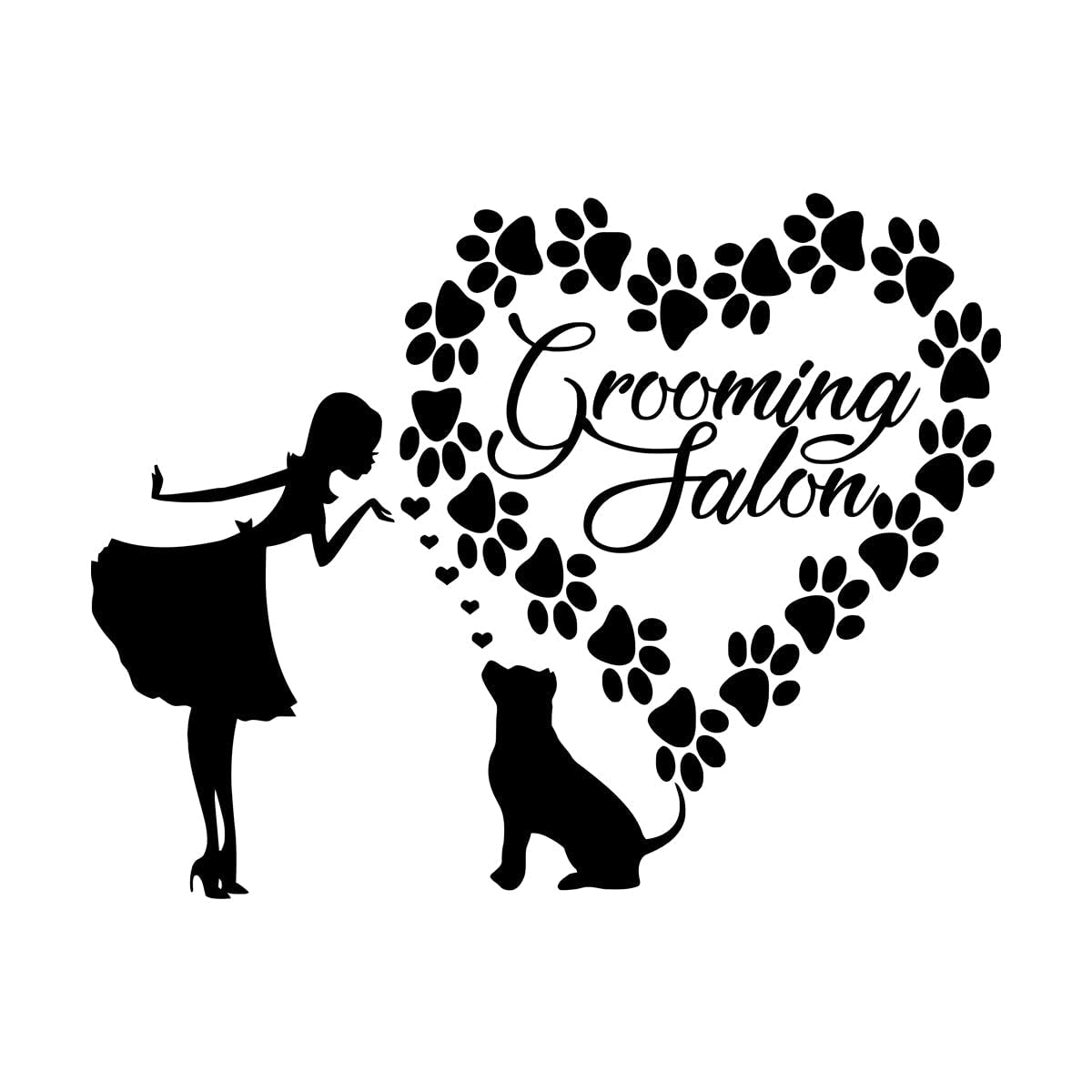 Lzhouting Wall Stickers 7629 Grooming Salon Wall For Pet Hospital Decal Pet Vinyl Sticker Beauty Parlour Wall Decor Vet Shop Stickers Love Dog Decal Small - 33X42cm