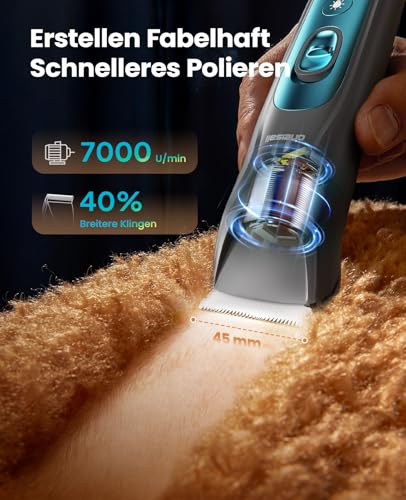 oneisall 4in1 Leise Schermaschine Hund Katze mit LED-Licht, 2025 Tierhaarpflege zum Hundeschermaschine& Pfotentrimmer& Krallenschleifer, 2000mAh Wiederaufladbar Hundehaarschneidemaschine