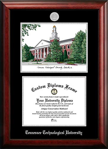 Campus Images NCAA Tennessee Tech Golden Eagles Unisex Silver Medallion FrameTennessee Tech University 11w x 8.5h Silver Embossed Diploma Frame Lithograph, Brown, One Size