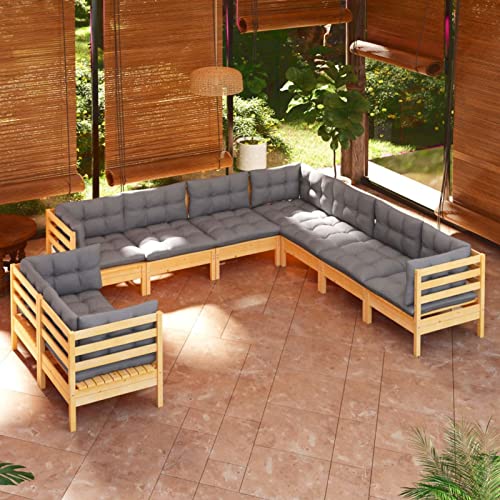 MOONAIRY 9-TLG. Garten-Lounge-Set mit Grauen Kissen, Lounge Gartenmöbel Set, Terassenmöbel Wetterfest, Loungemöbel…