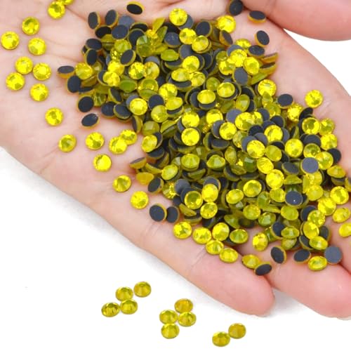 Image of 3000 Pieces Hot Fix Glass Flatback Rhinestones HotFix Round Crystal Gems (Citrine, SS10)