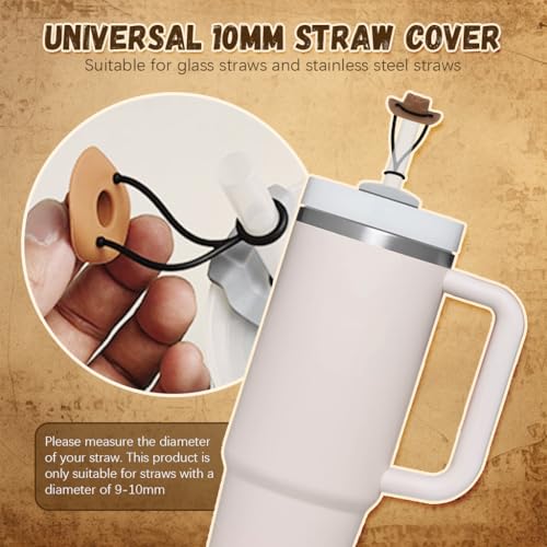 Image of HASTHIP 4 Pack Silicone Cowboy Hat Straw Covers Cap Compatible with Stanley Cup 30 40 oz, Cute Funny Tumbler Straw Topper Accessories for Man & Woman Valentine's Day Gifts