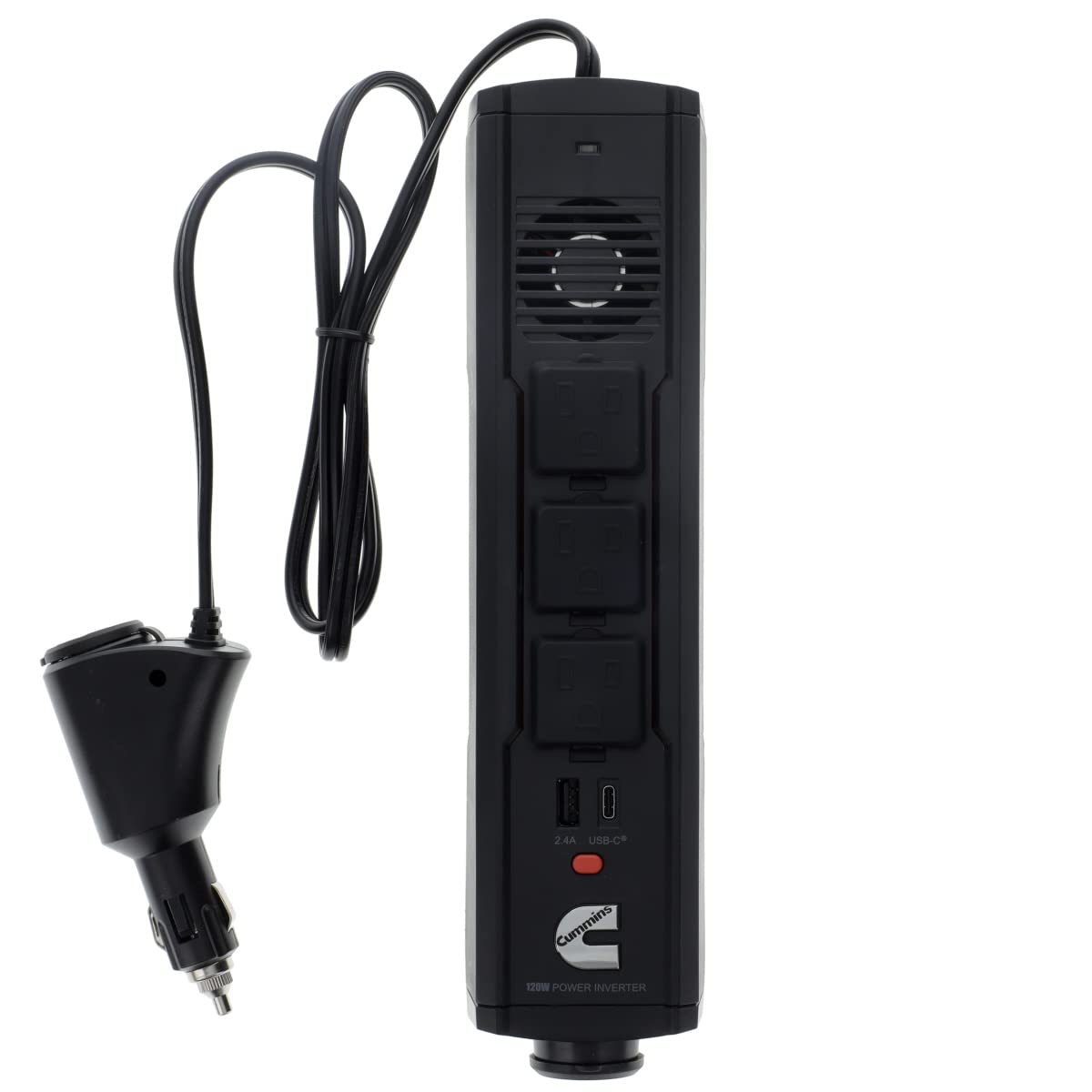 Cummins CMN120S Car Adapter for Plug Outlet 120 Watt Portable Power Strip Inverter for Vehicle DC to AC Power 3ft Cable